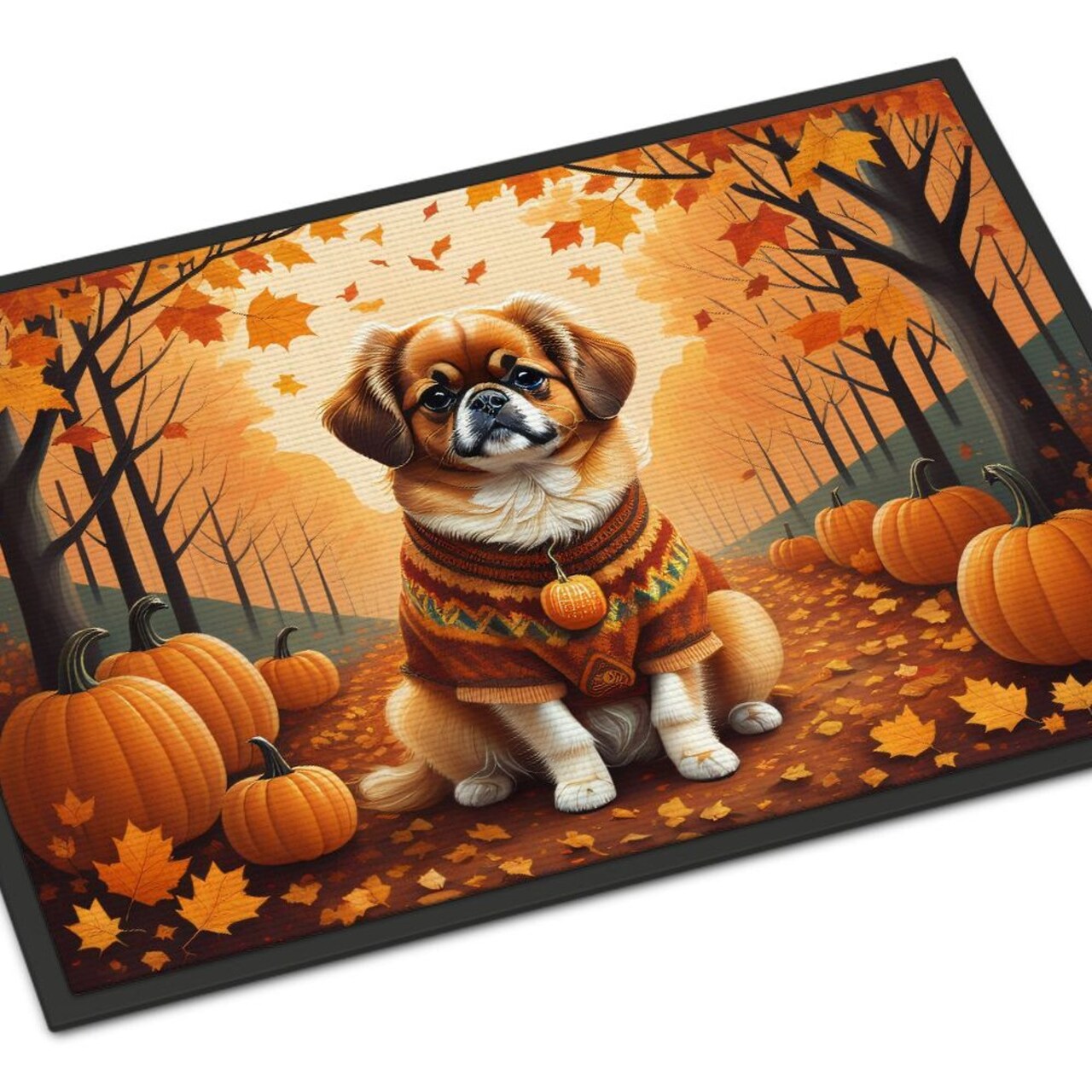 Edge Collections - 18" x 27" - Multicolor - Tibetan Spaniel Doormat Indoor Outdoor Rug Non Slip Washable - 1 Piece